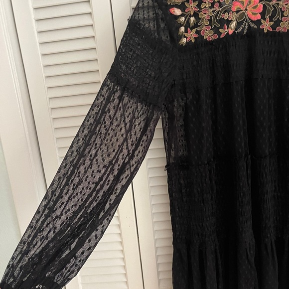 Maeve Long Sleeve Sheer Mini Dress with Slip - Picture 2 of 4